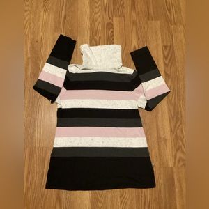 Women’s Talbots shaker stitch split neck sweater multi color size M long sleeve